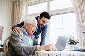 companion with a senior helping to make decisions